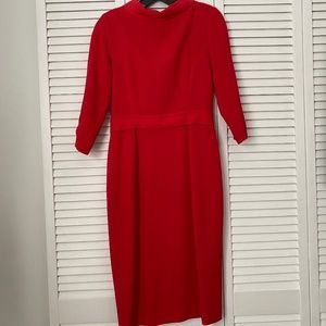 Goat, Wool Valencia Roll Neck Red Dress. Size 6.